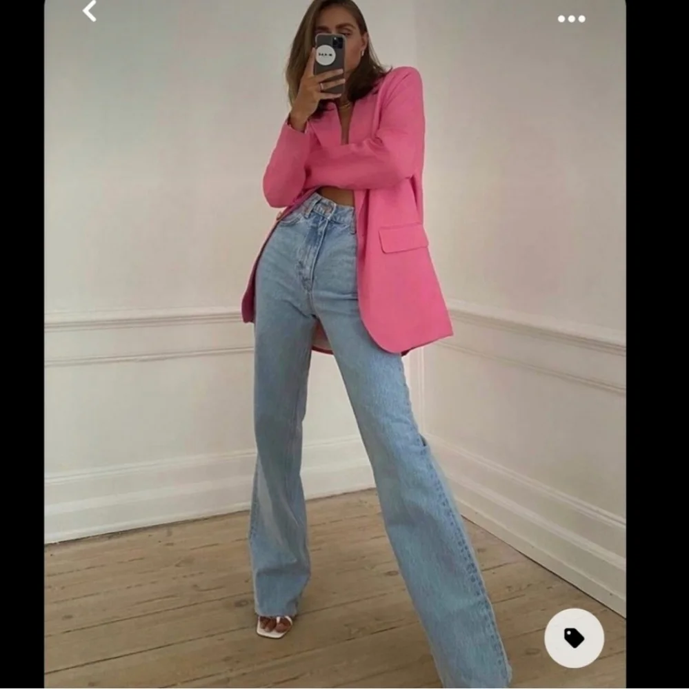 Zara blogger high waisted  wide leg jeans